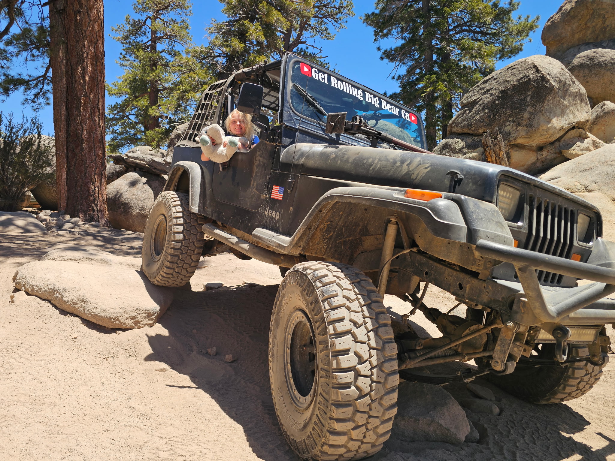 Get Rolling Jeep navigating a Big Bear trail