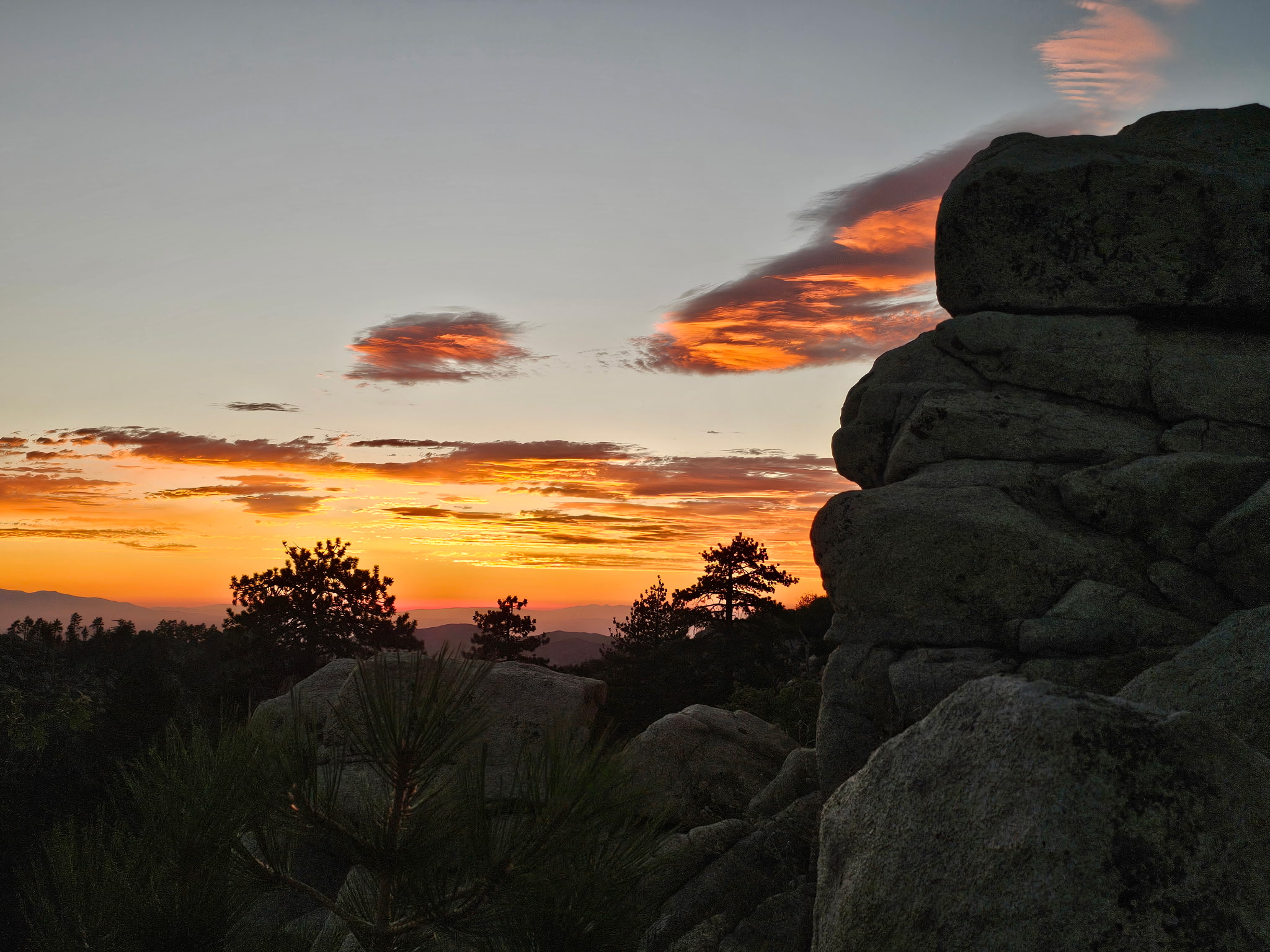 Big Bear boulders at sunset